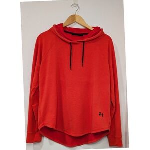 Under‎ Armour Womens Large Red Loose Fit Hoodie Curved Hem Athletic Size Large